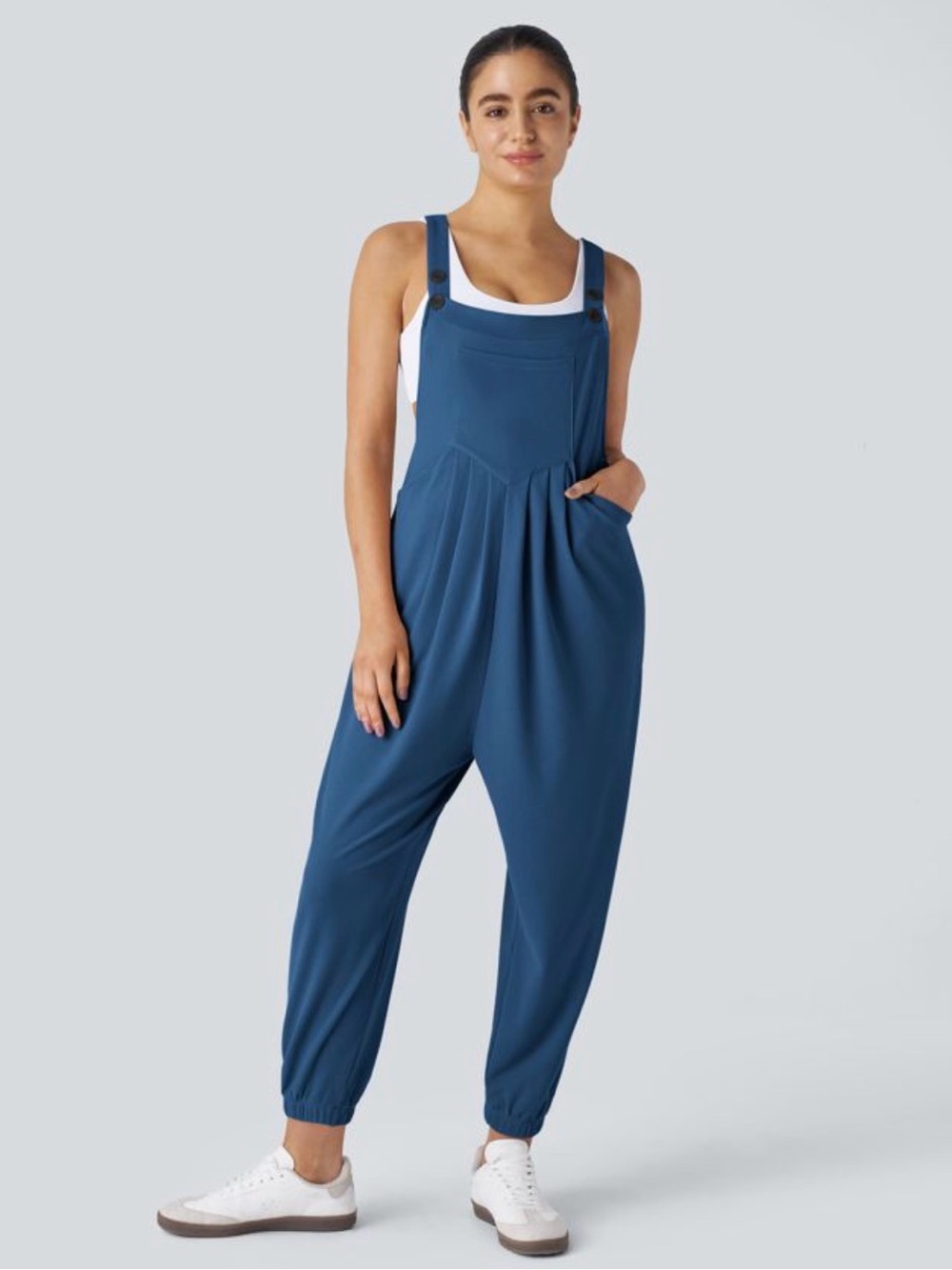 HALARA Slate Blue Relaxed Jumpsuit with Pockets